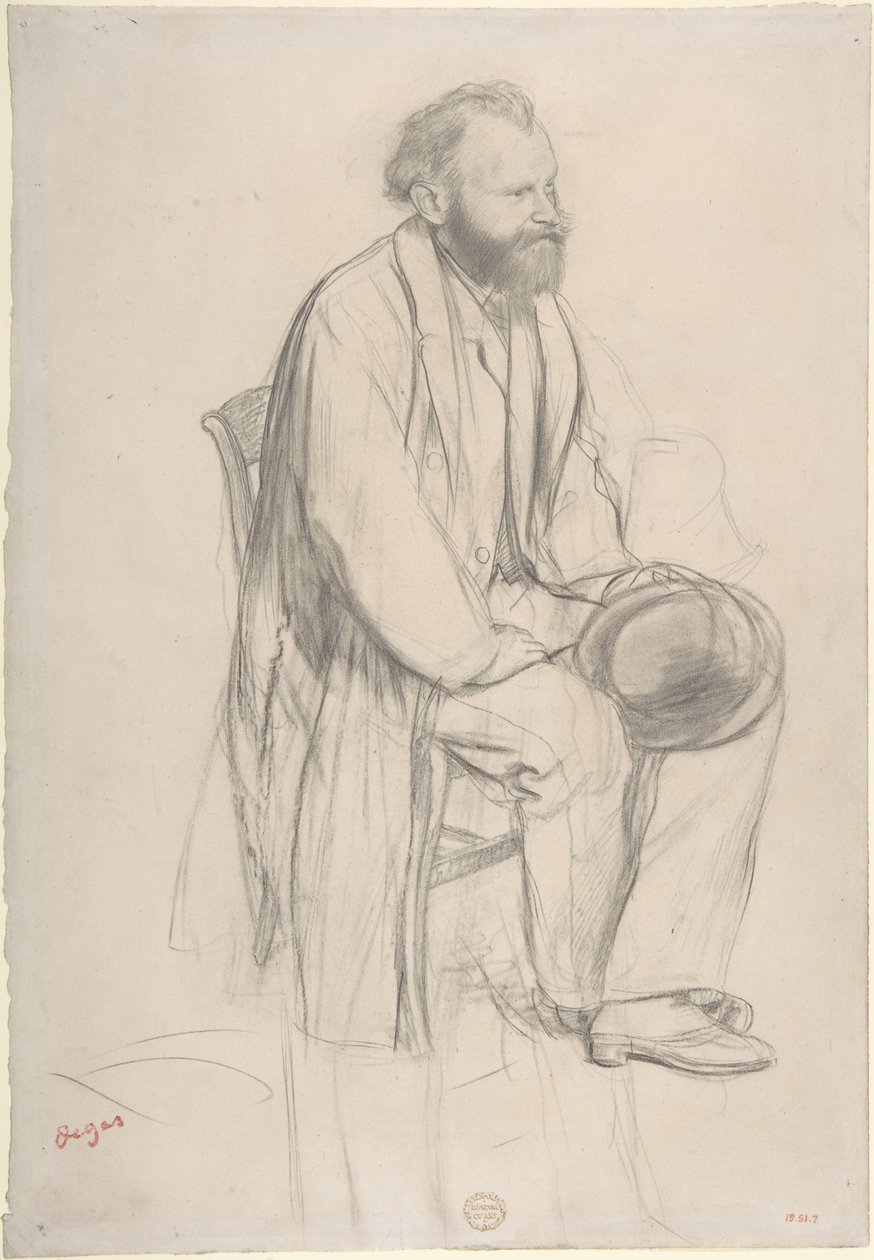 Édouard Manet, Sentado, a Segurar o Chapéu de Edgar Degas