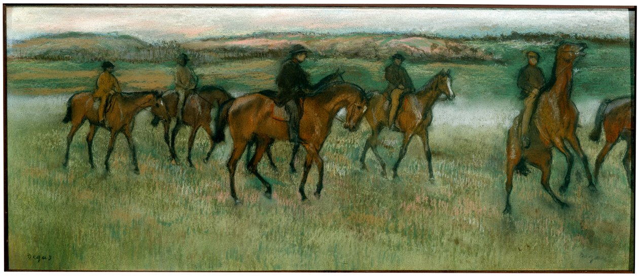 Exercitando cavalos de corrida, c1880. de Edgar Degas