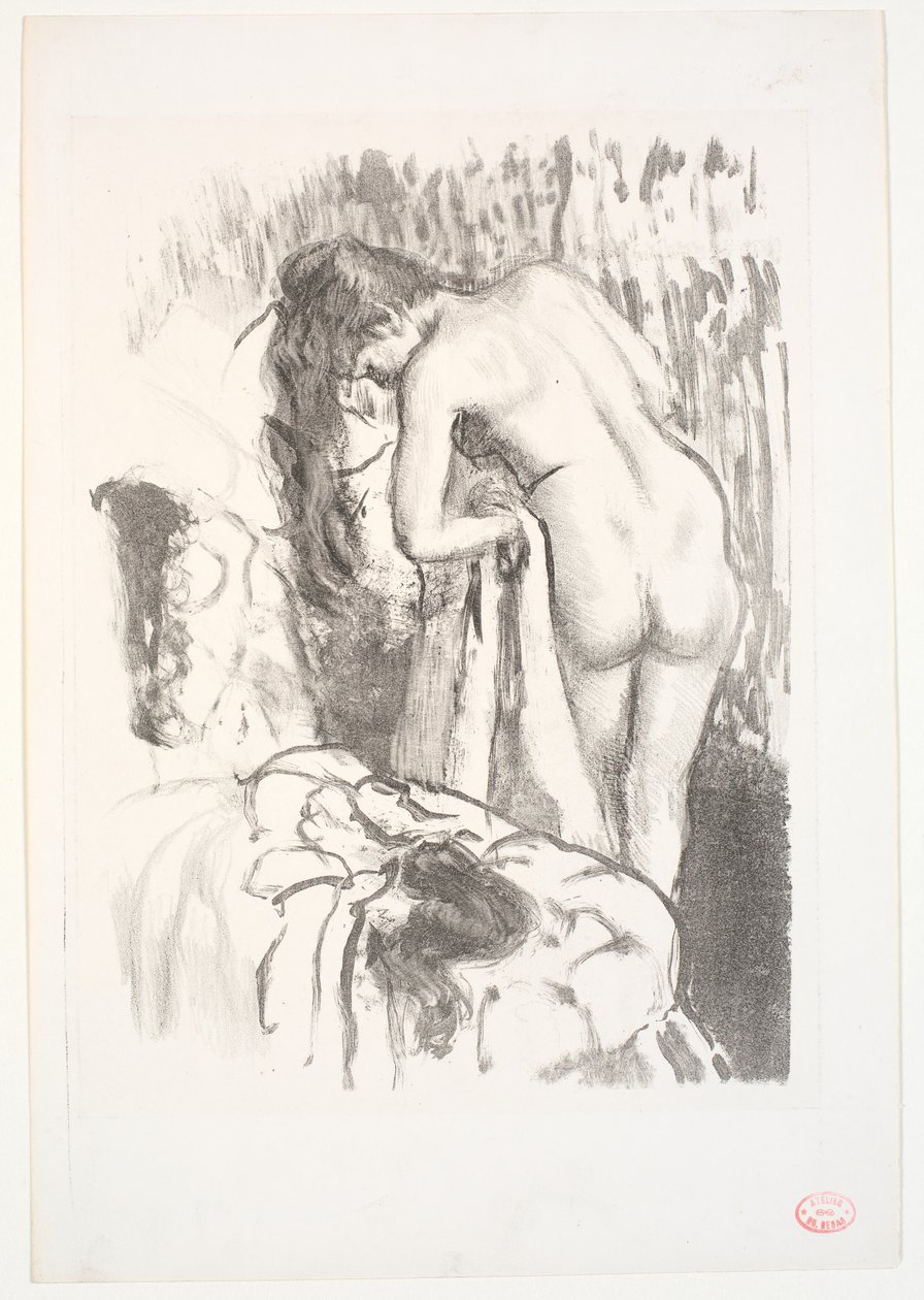 Mulher nua em pé no banheiro de Edgar Degas