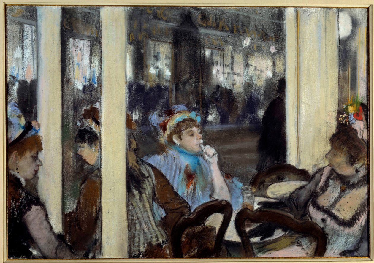Women on a Cafe Terrace Pastel Painting by Edgar Degas (1834-1917) 1877 Sun. 0.54x0.71 m Paris, musee d