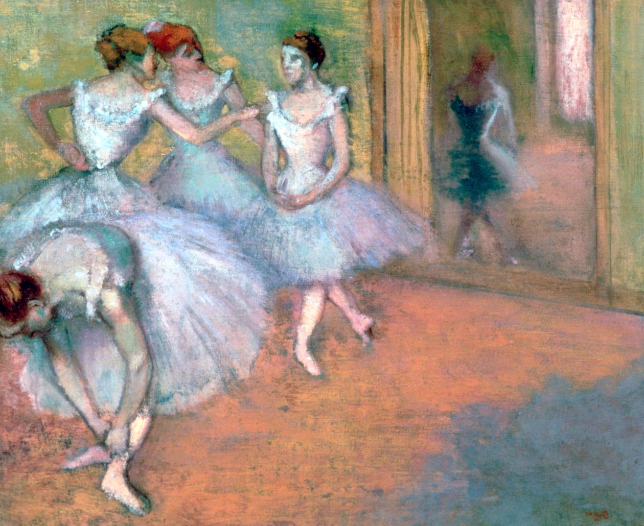 Quatro dançarinos no Foyer, final do século XIX e início do século XX de Edgar Degas