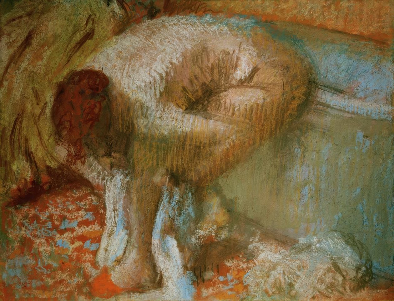 Mulher, secando os pés após o banho de Edgar Degas