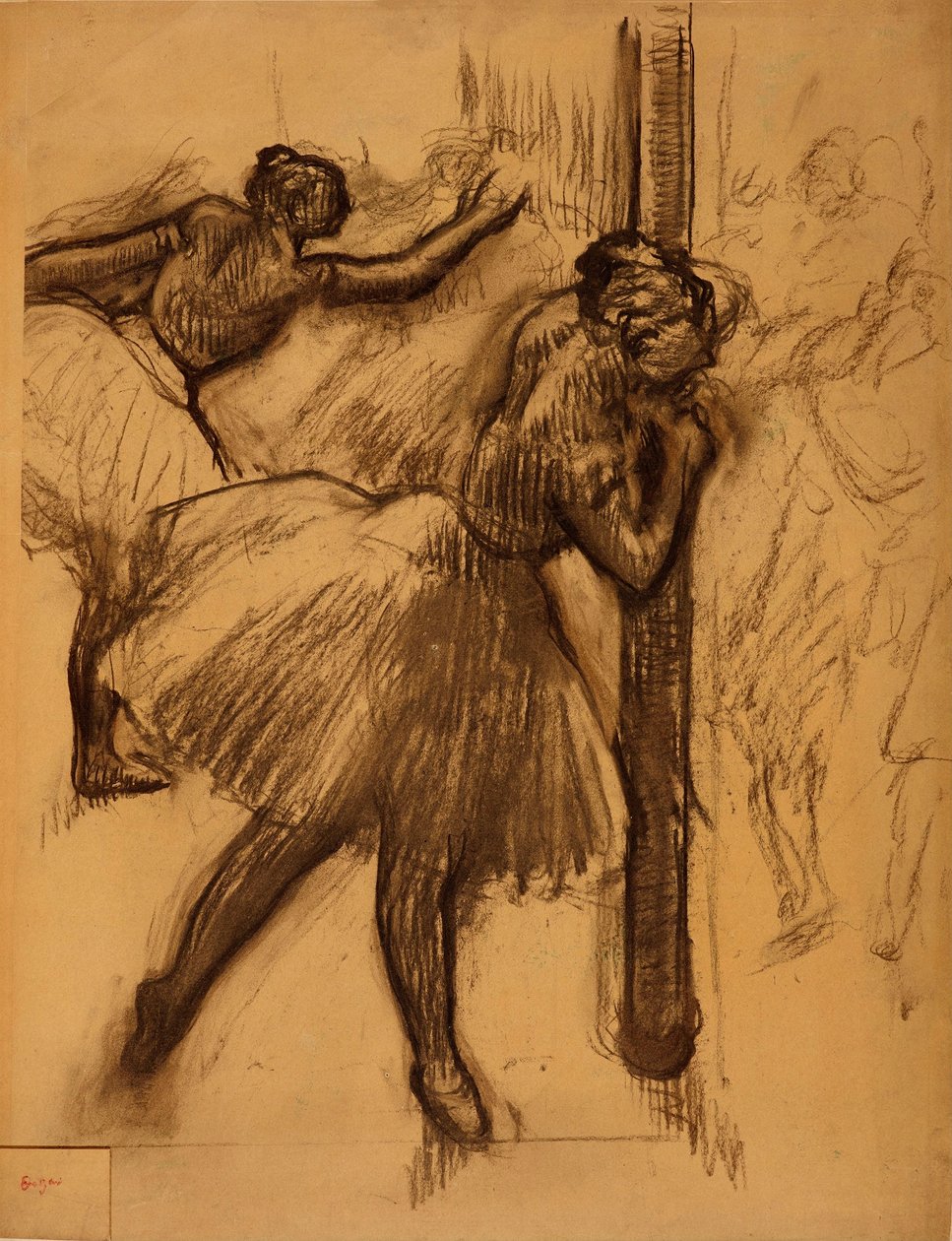Francês: Bailarina, encostada a uma coluna de Edgar Degas