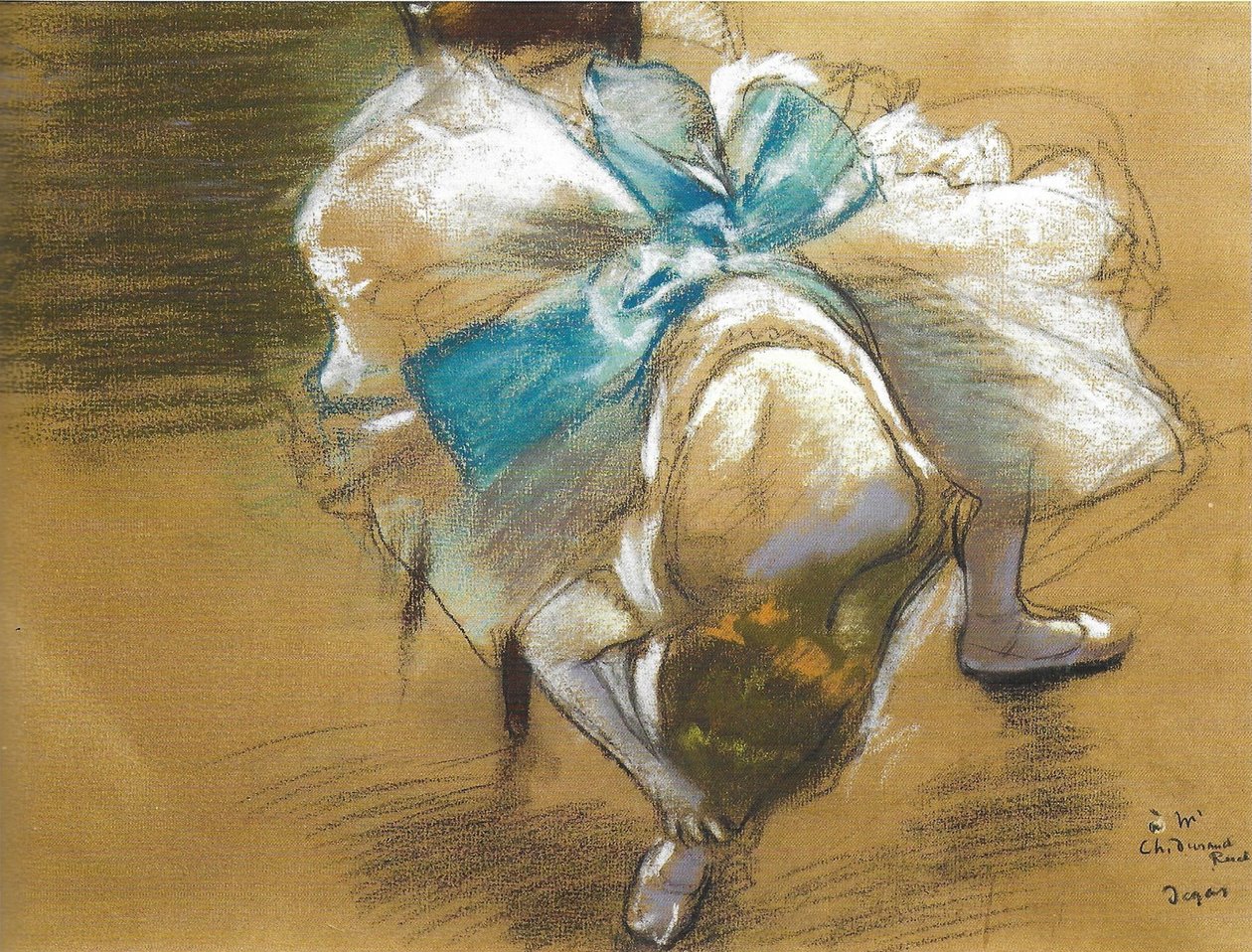 Francês: Bailarina a calçar o sapato de Edgar Degas
