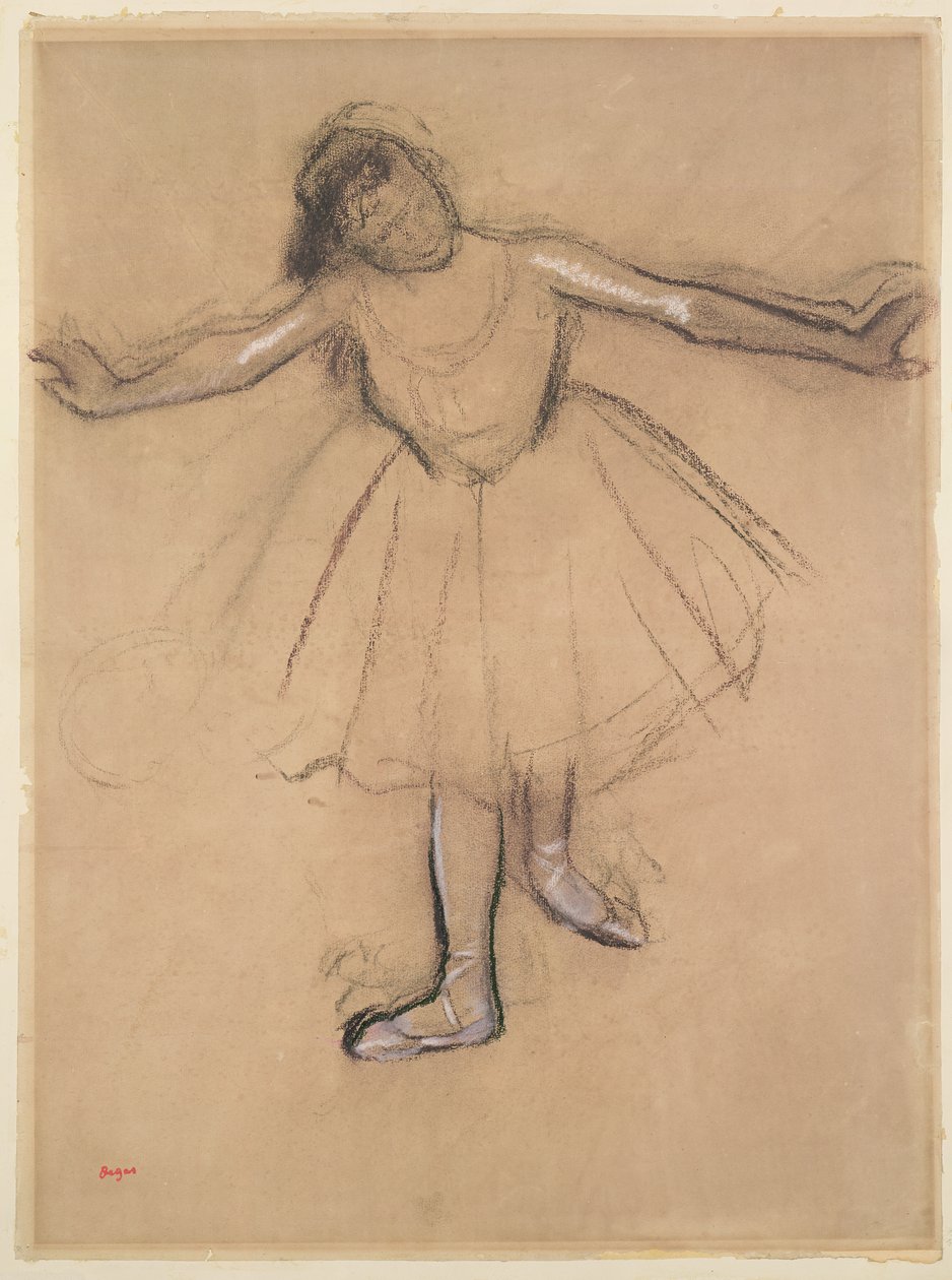 Vista frontal do Dancer, c.1877 (carvão e pastel sobre papel) de Edgar Degas