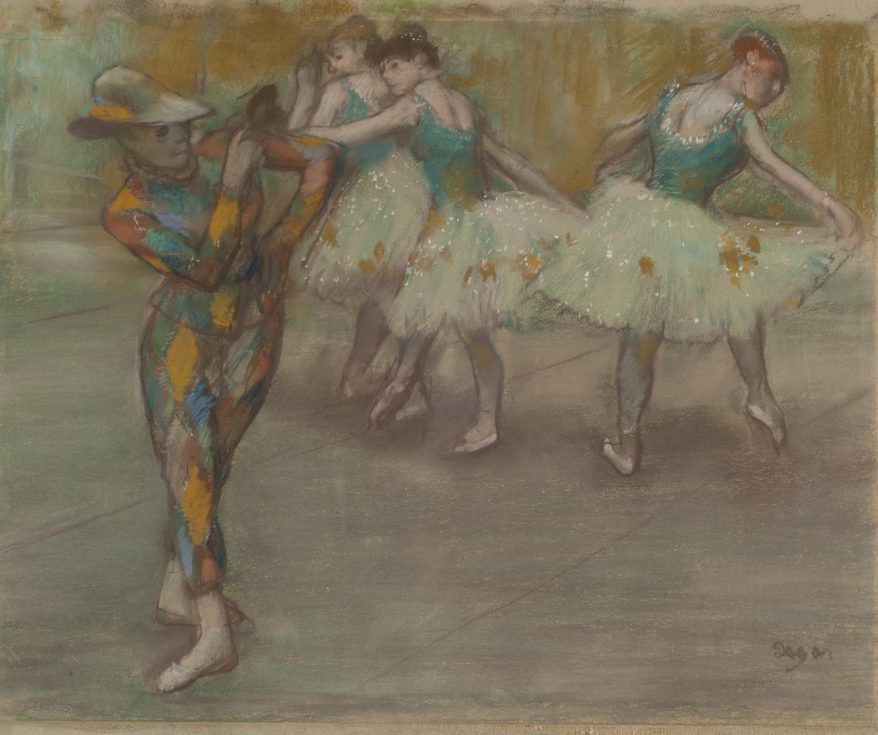 Harlequin Dance, c.1890 (pastel sobre papelão) de Edgar Degas
