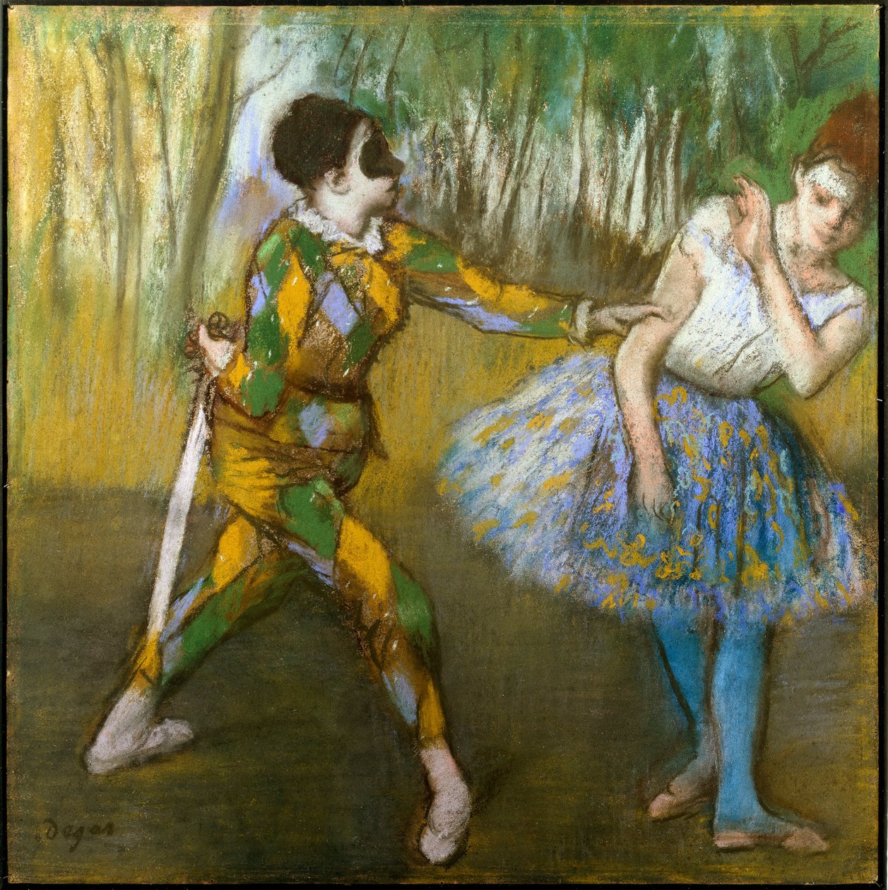 Arlequim e Colombine. Pintura de Edgar Degas (1834-1917) de Edgar Degas