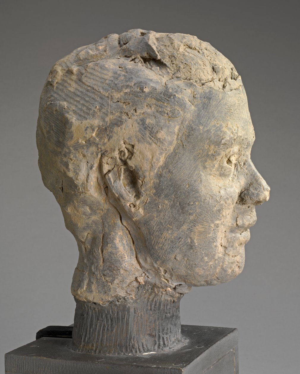 Cabeça, Estudo para Retrato de Mme Salle, c.1892 (argila, armadura de metal, sobre base de madeira) de Edgar Degas