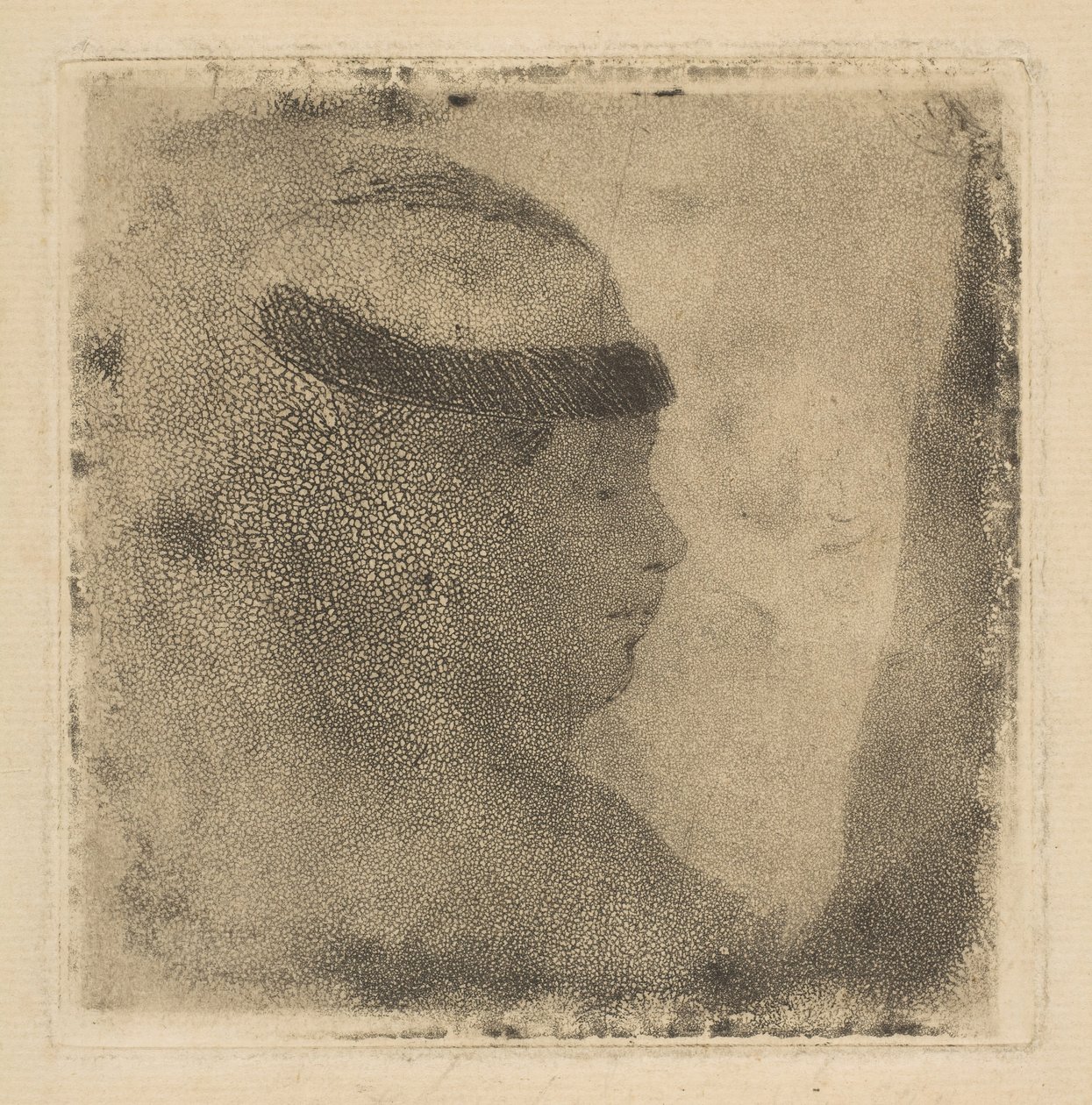 Cabeça de uma mulher de perfil, 1879-80. de Edgar Degas