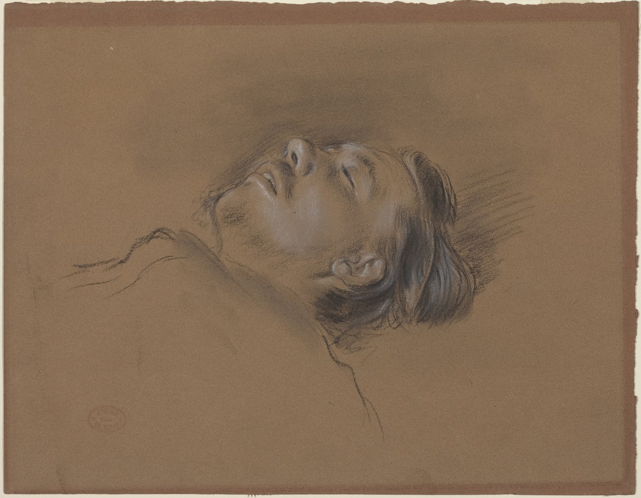 Cabeça do Jóquei Caído (esboço para «Cena da Corrida de Obstáculos: O Jóquei Caído») de Edgar Degas