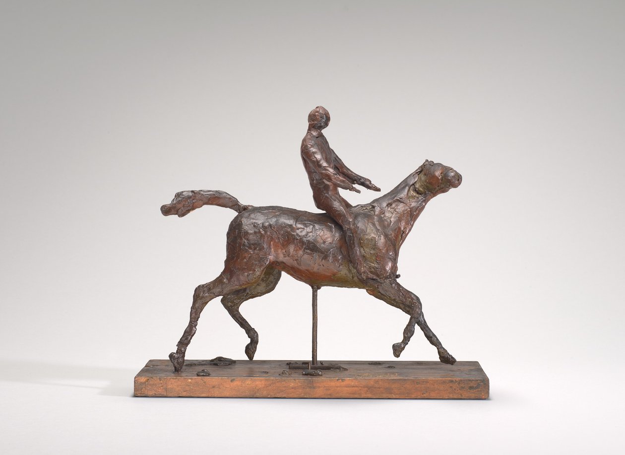 Cavalo galopando, virando a cabeça para a direita, os pés não tocando o chão, meados da década de 1870. de Edgar Degas