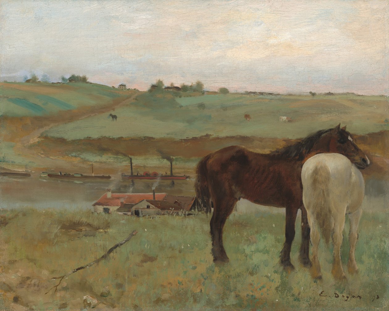 Cavalos em um prado de Edgar Degas