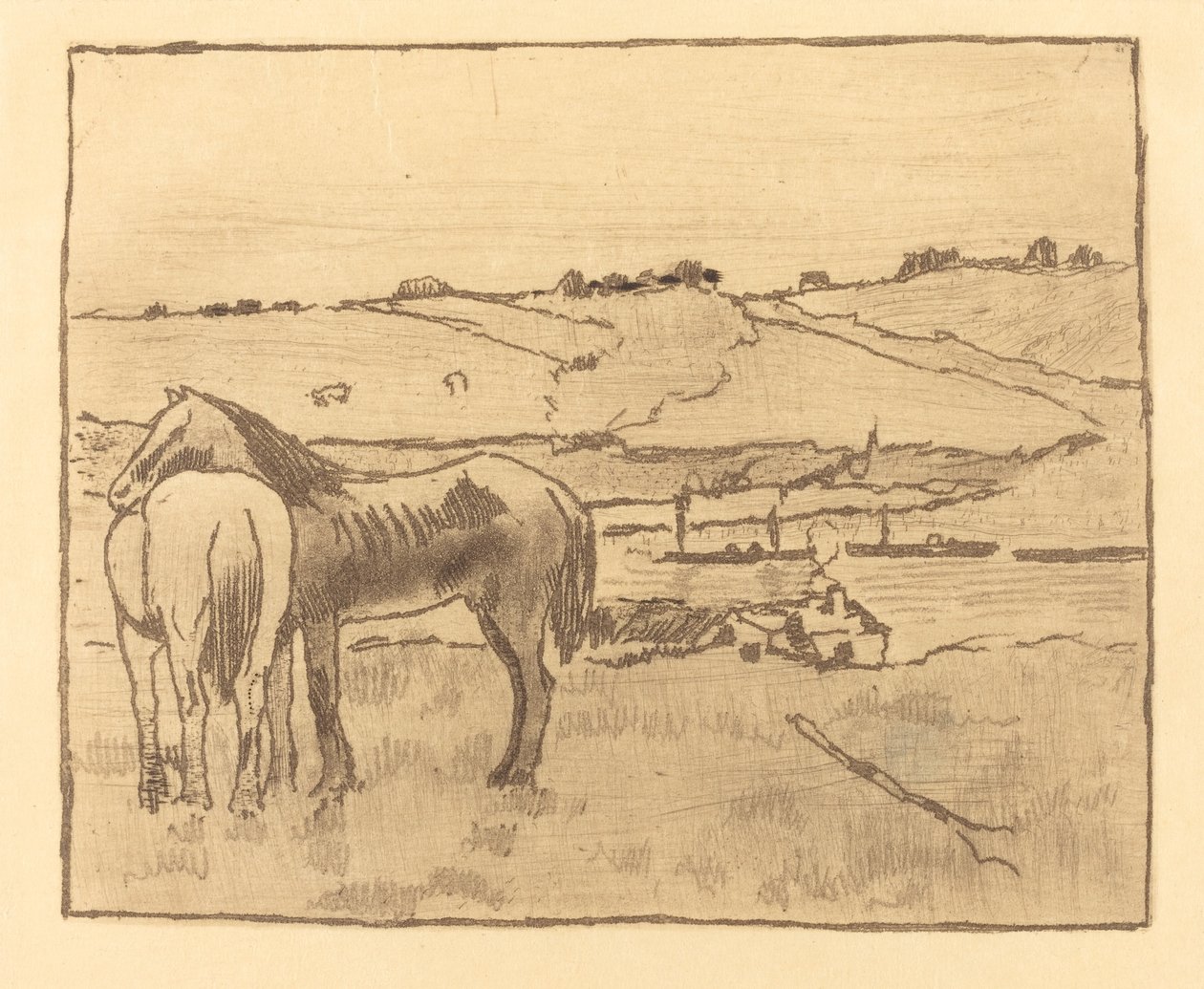 Cavalos no Prado Chevaux dans la prairie, 18911892. de Edgar Degas