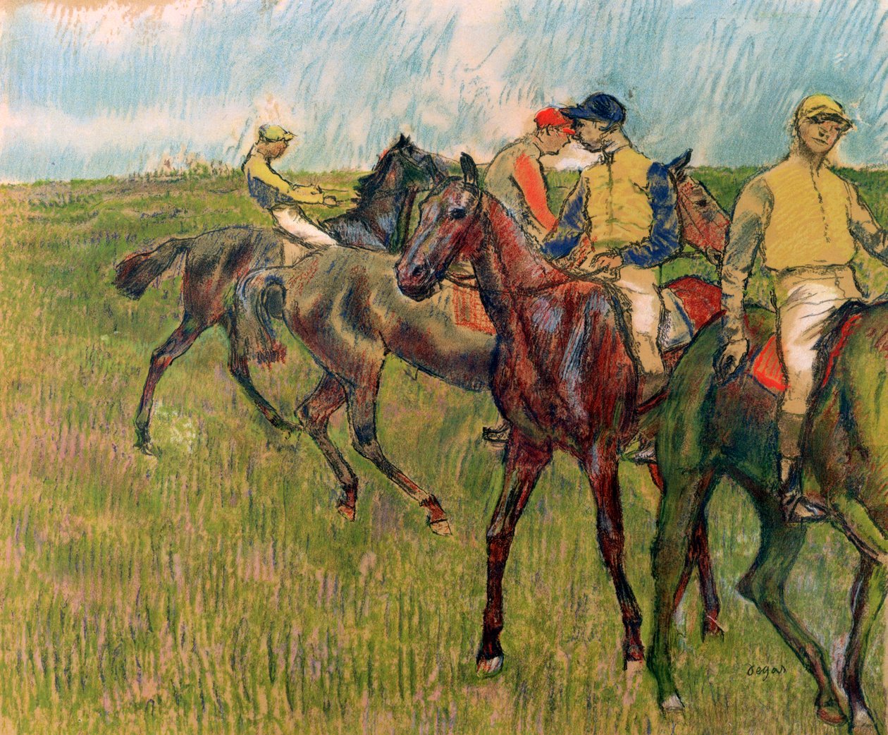Cavalos com jóqueis, 1910 de Edgar Degas