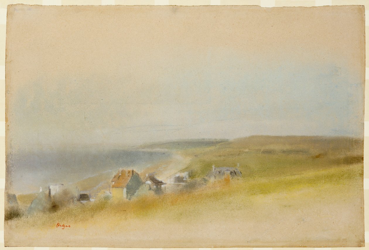 Casas na borda do penhasco em Villers-sur-Mer, 1869 de Edgar Degas