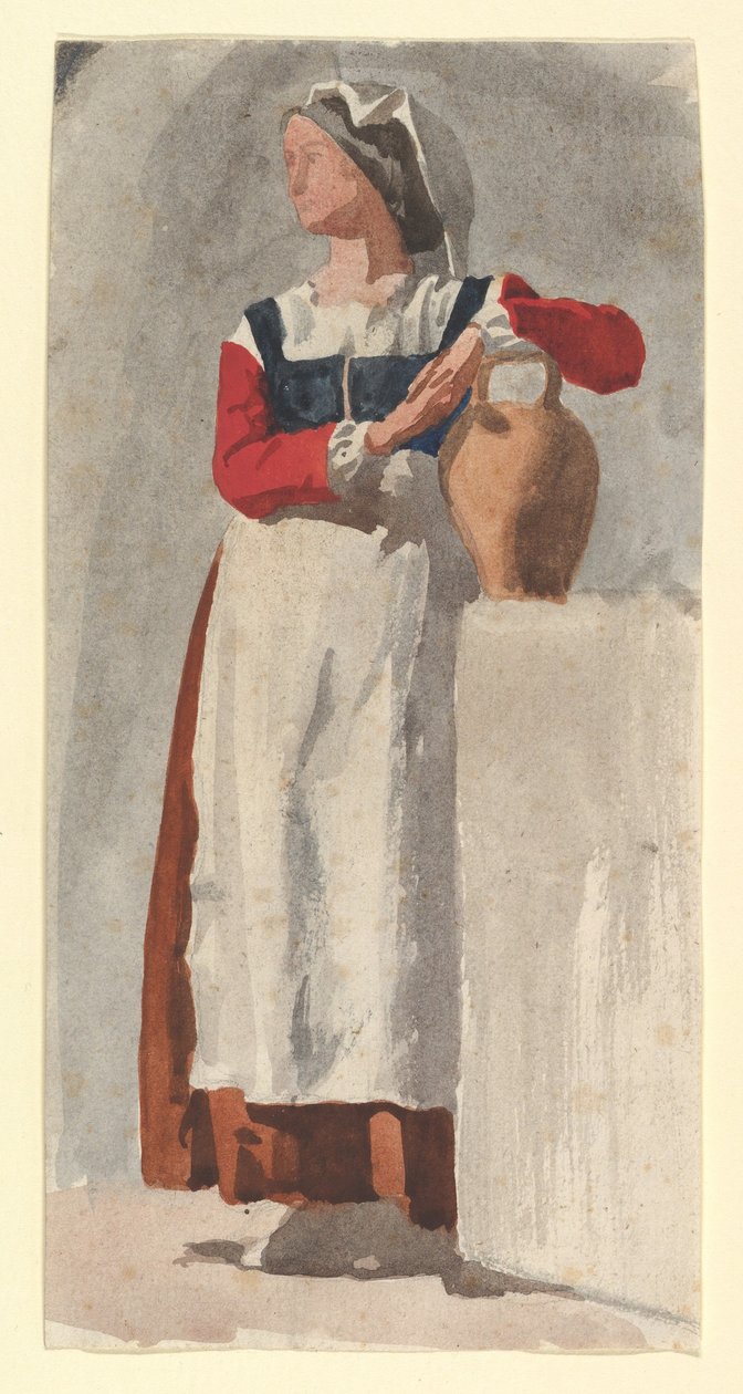 Mulher Italiana, c.1856-57 (grafite e wc sobre papel) de Edgar Degas