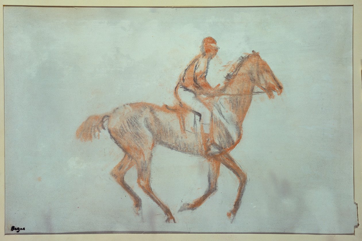 Jóquei em um galope, c.1881 de Edgar Degas