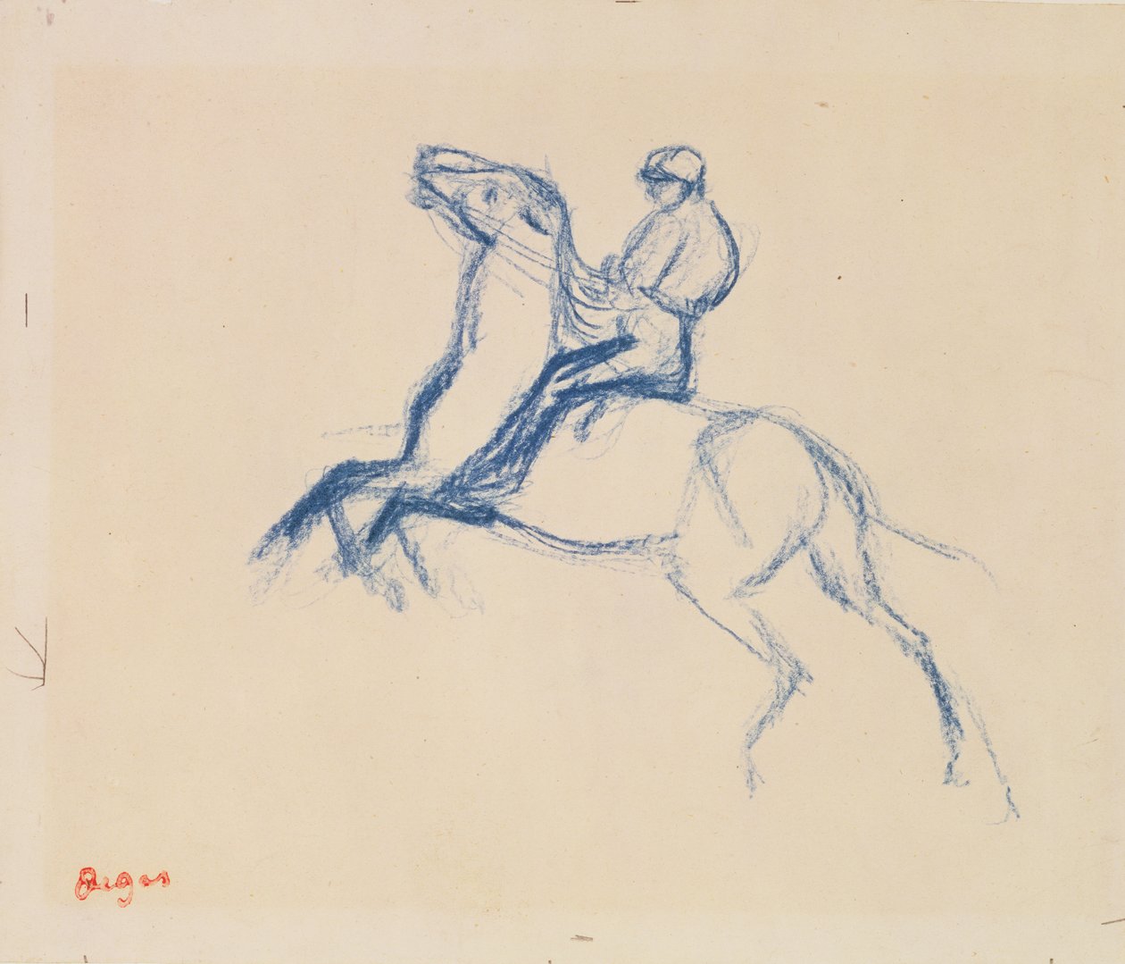 Jockey a cavalo (crayon no papel) de Edgar Degas