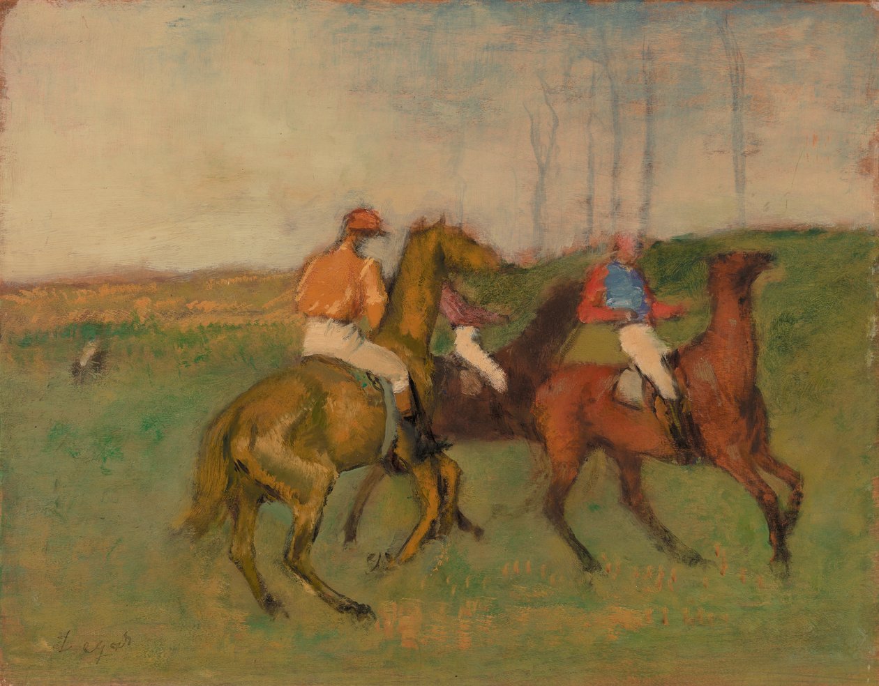 Jóqueis e cavalos de corrida de Edgar Degas