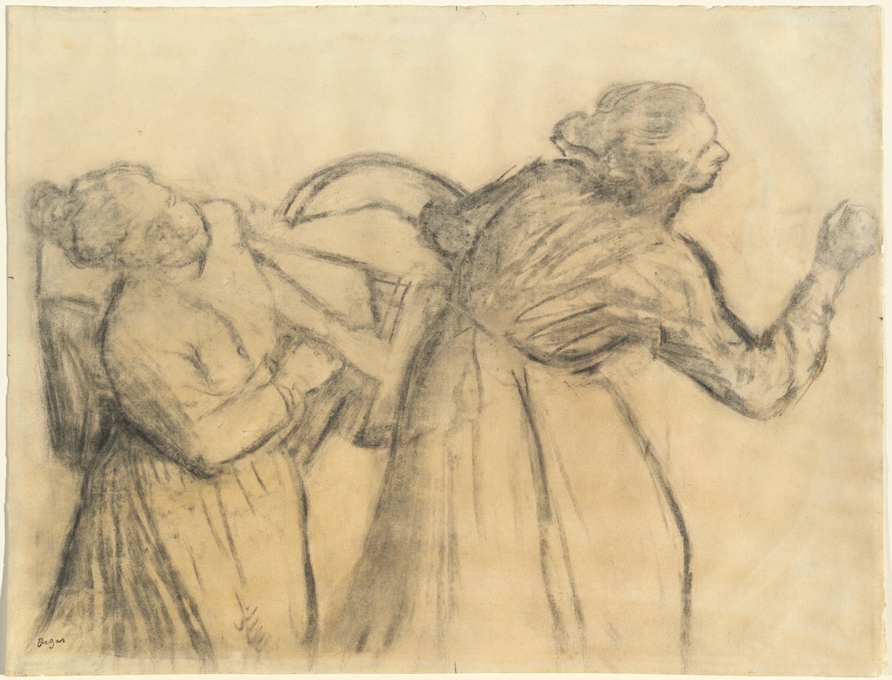 Lavadeira carregando roupa de cama de Edgar Degas