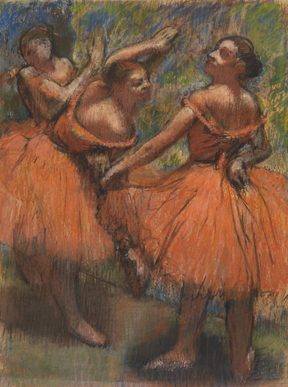 As saias vermelhas, c.1807-1901 (pastel sobre papel) de Edgar Degas