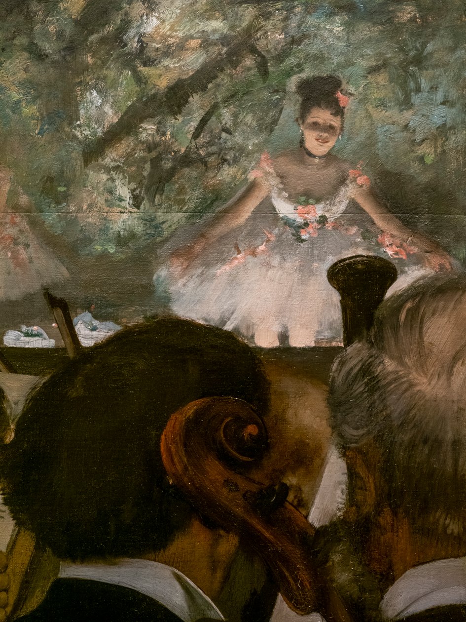 Les Musiciens (detalhe). 1872-1873, retomado por volta de 1874-1876. Óleo sobre tela. de Edgar Degas