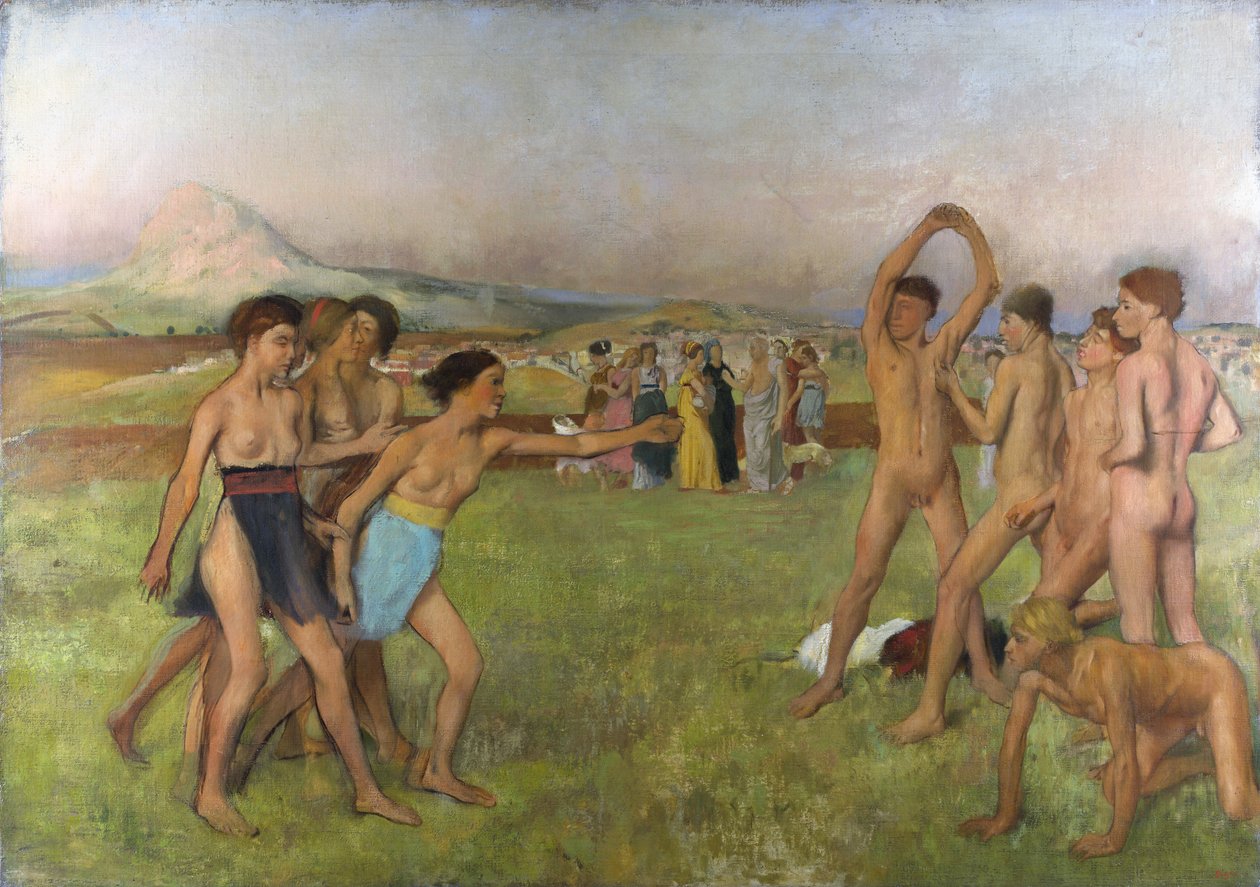 Pequenas raparigas espartanas a provocar rapazes. Por volta de 1860-1862, Óleo sobre tela de Edgar Degas