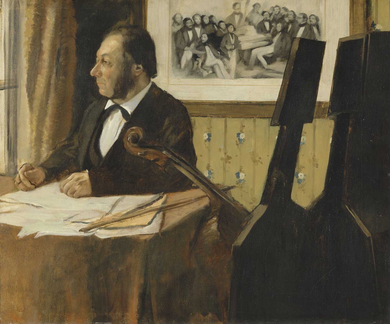 Louis-Marie Pilet, violoncelista da Orquestra da Ópera de Paris, 1868-1869 de Edgar Degas