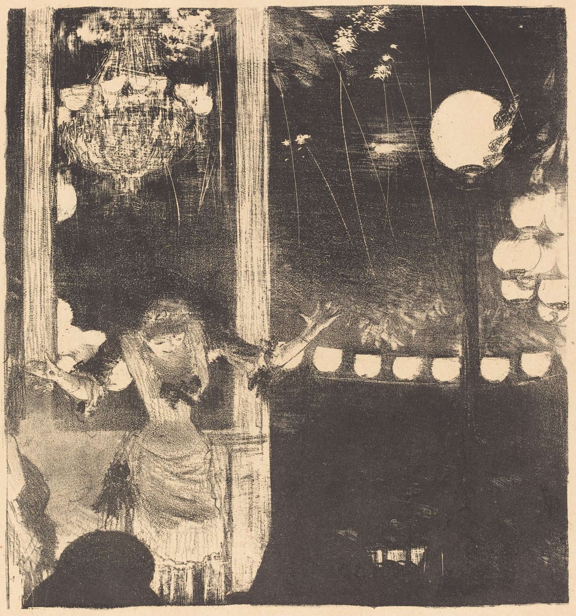 Mademoiselle Bécat no Café des Ambassadeurs Aos Embaixadores: Mlle Bécat, c. 1877. de Edgar Degas