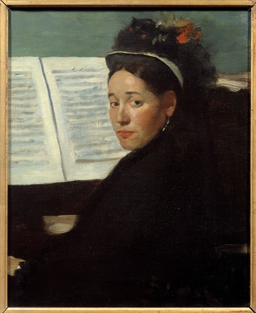 Mademoiselle Dihau (1843-1935) pianista dos concertos Column, ao piano Pintura de Edgar Degas (1834-1917) 1869 Sun. 0,45x0,32 m Paris, musee d