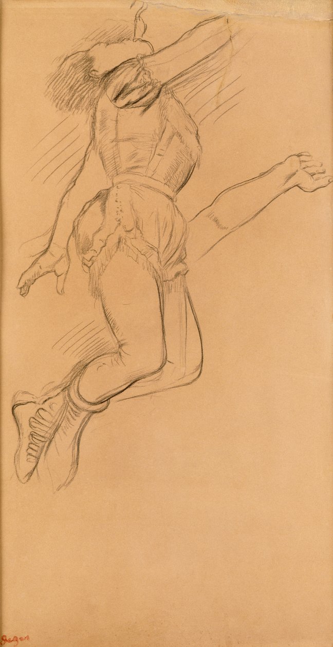 Mademoiselle La La no Circus Fernando, 1879 (lápis preto sobre papel pardo) de Edgar Degas