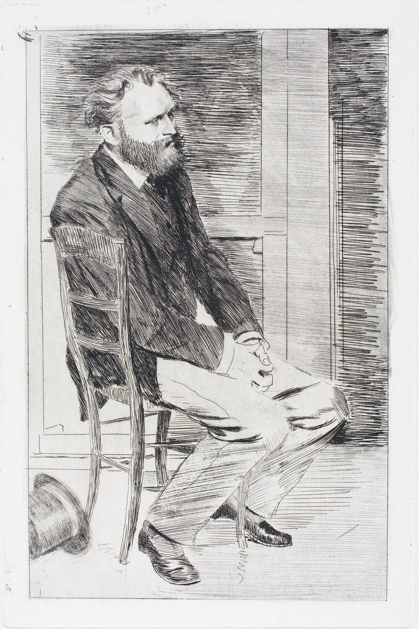 Manet sentado, virado para a direita de Edgar Degas