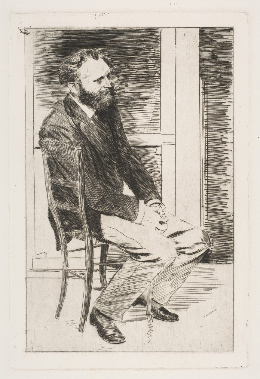 Manet assentado, girado para a direita, 1864-65. de Edgar Degas