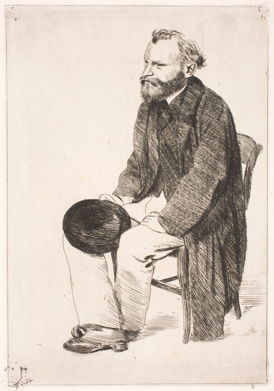 Manet sentado. Virado para a esquerda de Edgar Degas
