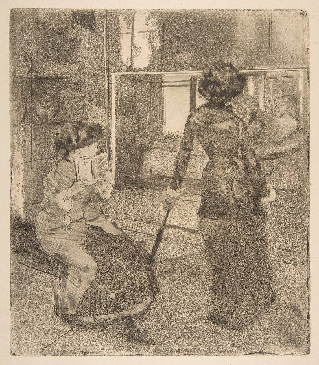 Mary Cassatt no Louvre: Galeria Etrusca, 1879-80. de Edgar Degas