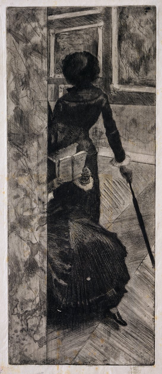 Mary Cassatt no Louvre, Galeria de Pinturas, 1879-80 de Edgar Degas
