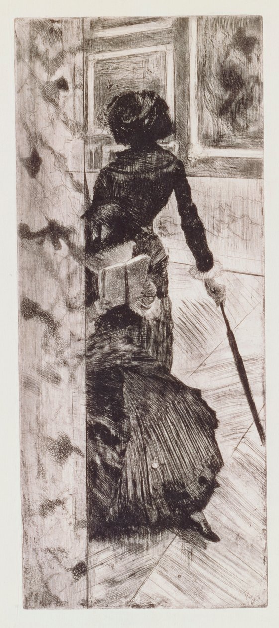 Mary Cassatt no Louvre: Galeria de Pinturas, 1879-80 de Edgar Degas