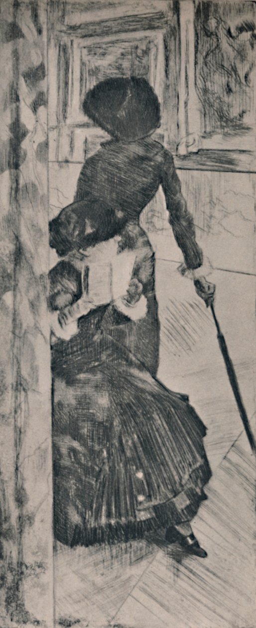Mary Cassatt no Louvre, c.1880, 1946 de Edgar Degas
