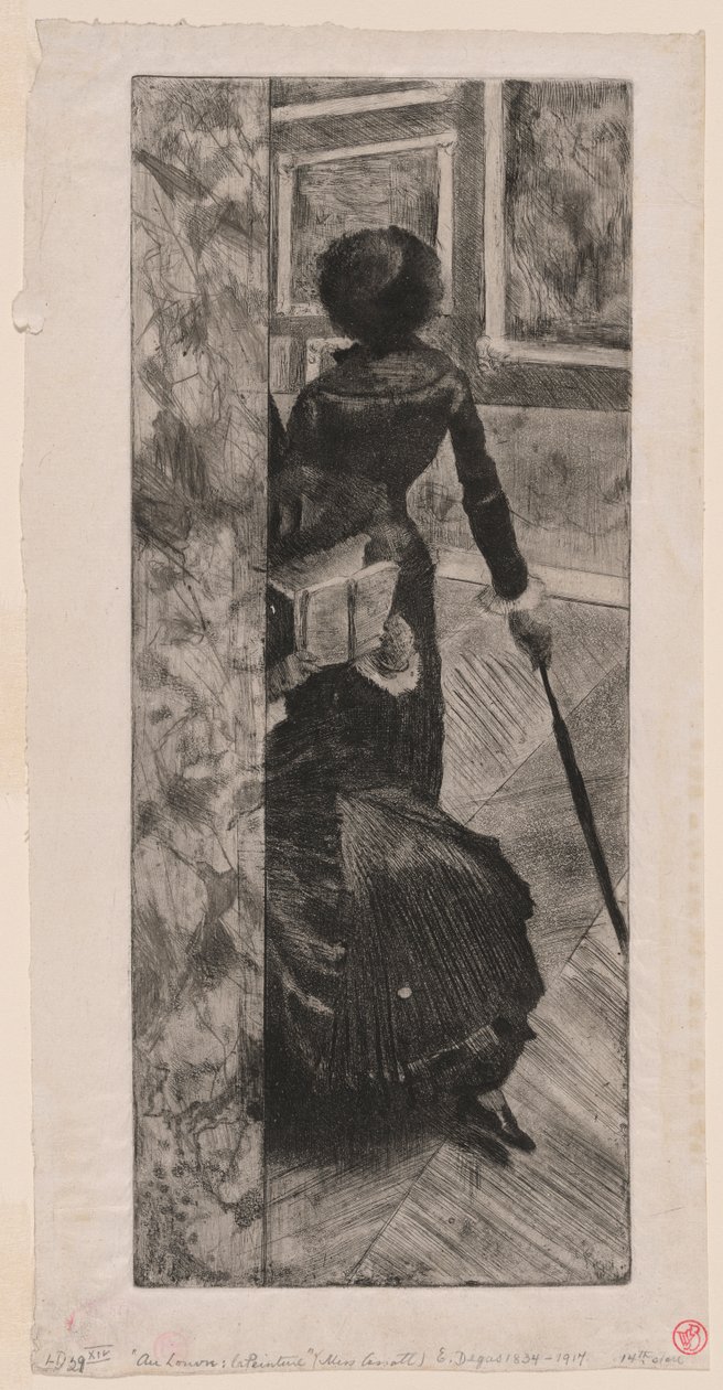 Mary Cassatt na Galeria de Pinturas do Louvre de Edgar Degas