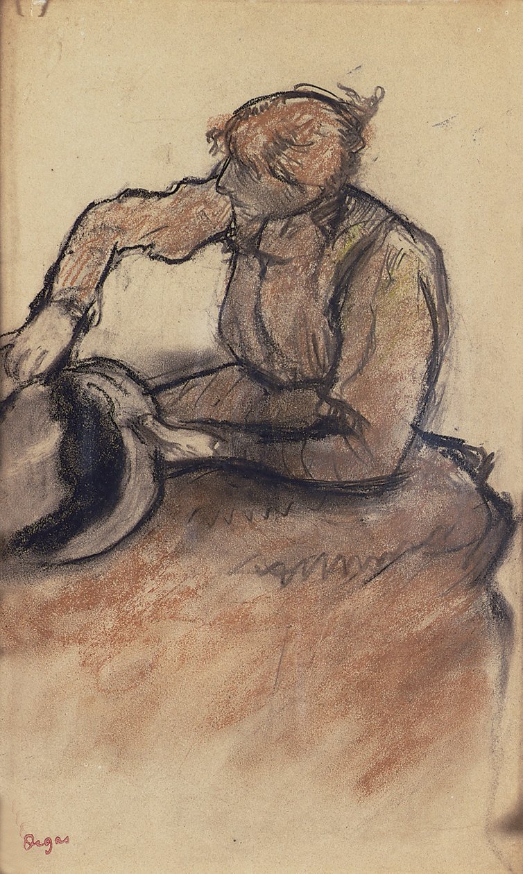 Milliner aparando um chapéu, c.1898 de Edgar Degas