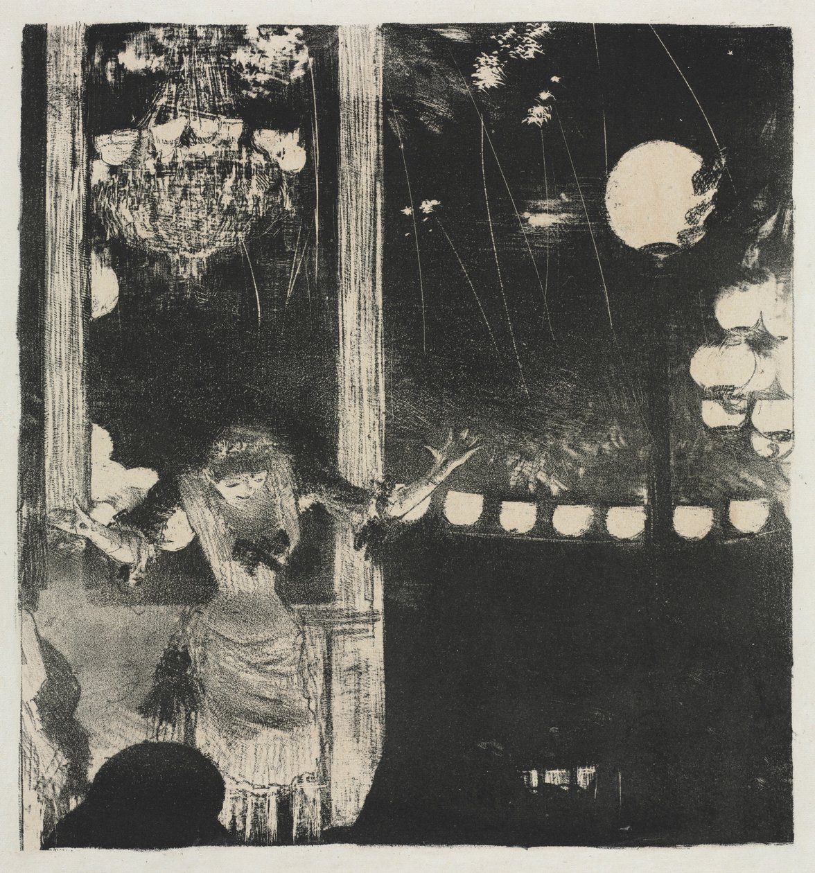 Miss Bécat no Café des Ambassadeurs, 1877-1878. de Edgar Degas