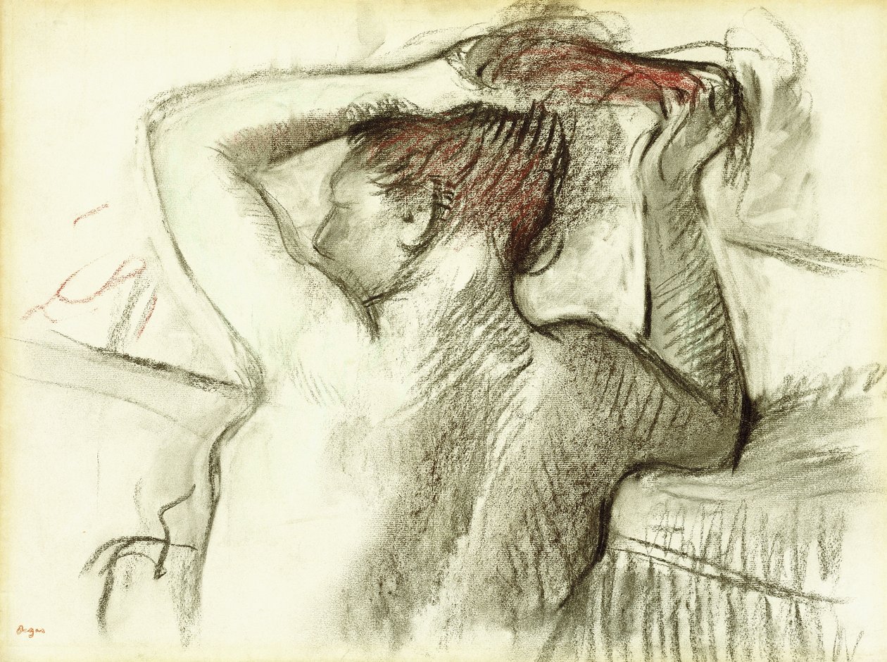 Mulher nua, penteando o cabelo de Edgar Degas