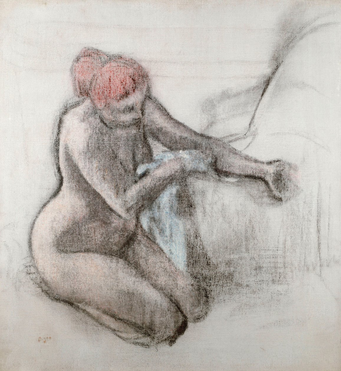 Mulher nua, secando-se, após, a, banho, c.1898 de Edgar Degas