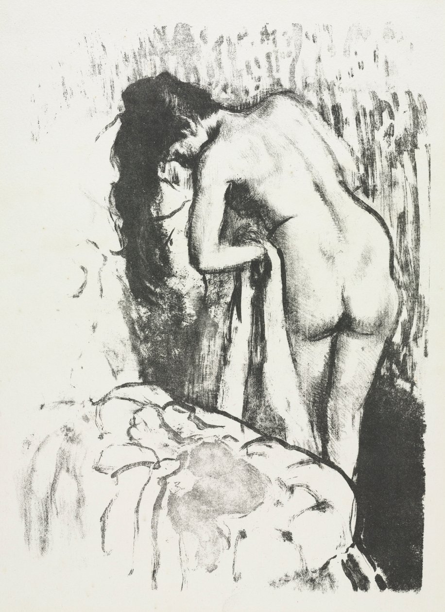 Mulher nua em pé, secando-se, 1891-1892. de Edgar Degas