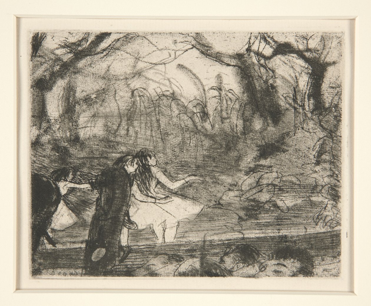 No Estágio III, 1877 (gravura em terra macia e roleta no papel) de Edgar Degas