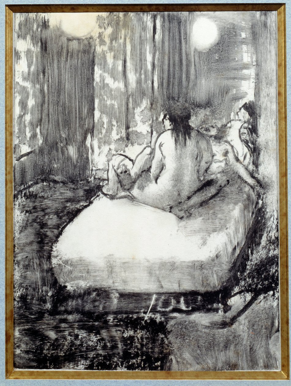 Na cama Monótipo em tinta preta sobre papel chinês de Edgar Degas de Edgar Degas