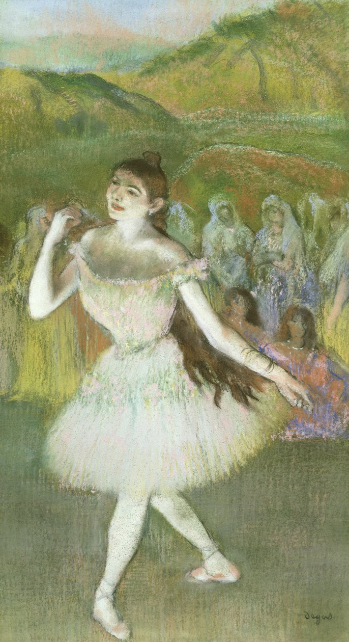 Dançarino-de-rosa (pastel) de Edgar Degas
