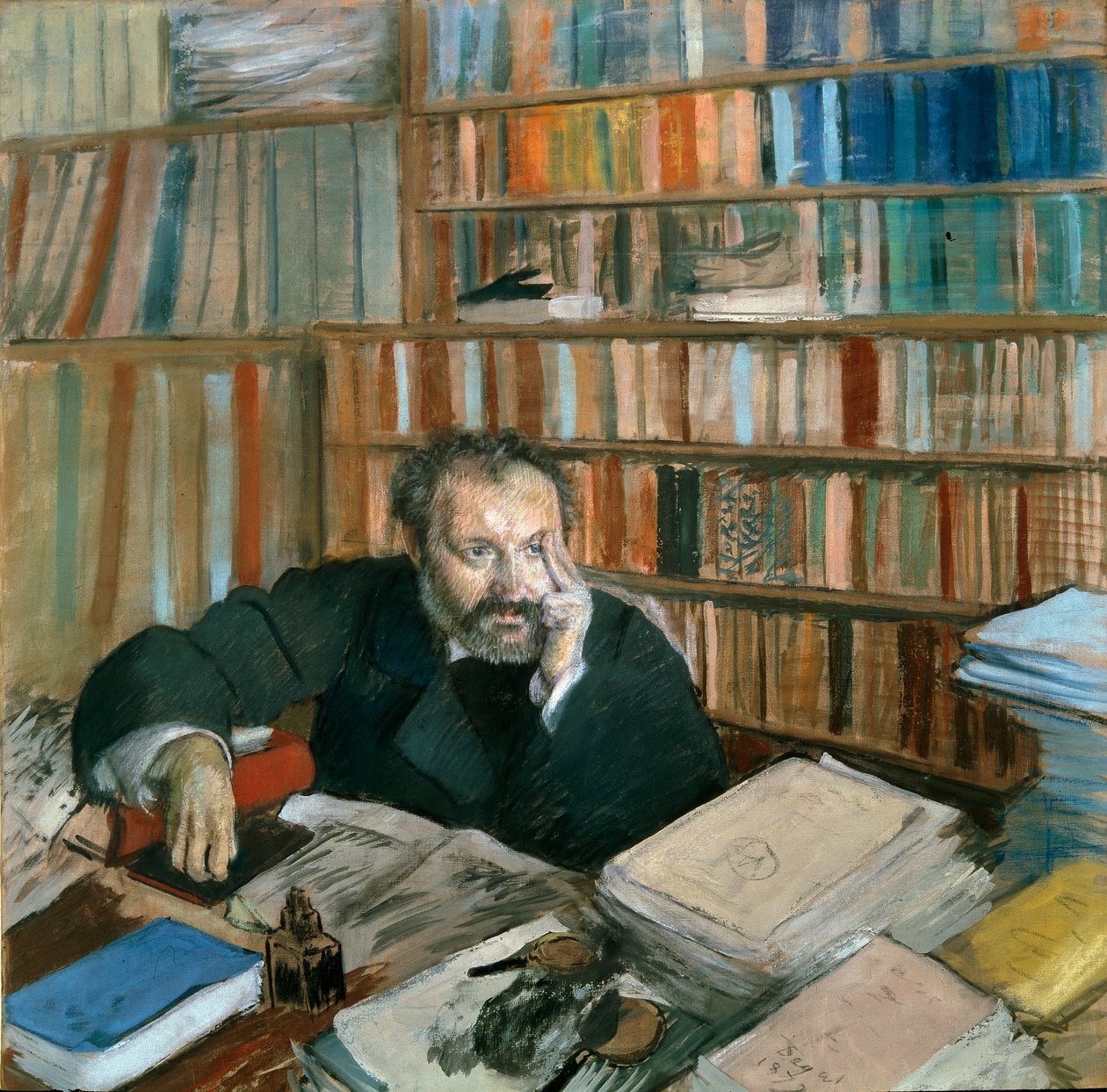 Retrato de Edmond Duranty (1833-1880) escritor e crítico de arte. Pintura de Edgar Degas (1834-1917) de Edgar Degas