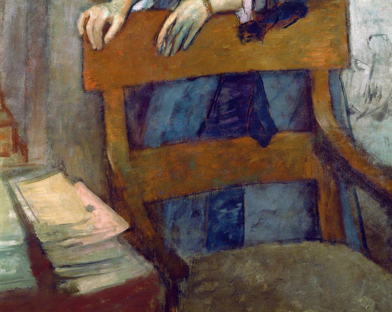 Retrato de Helene Rouart em seu estudo de pais, detalhe da cadeira, c.1886 (detalhe de 9968) de Edgar Degas