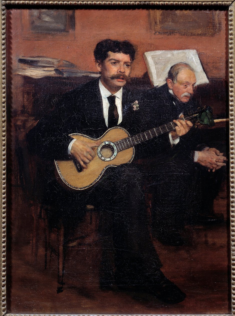 Retratos de Lorenzo Pagans (1838-1883) tenor espanhol e Augustus De Gas (1807-1874) pai do artista. Pintura de Edgar Degas (1834-1917) de Edgar Degas